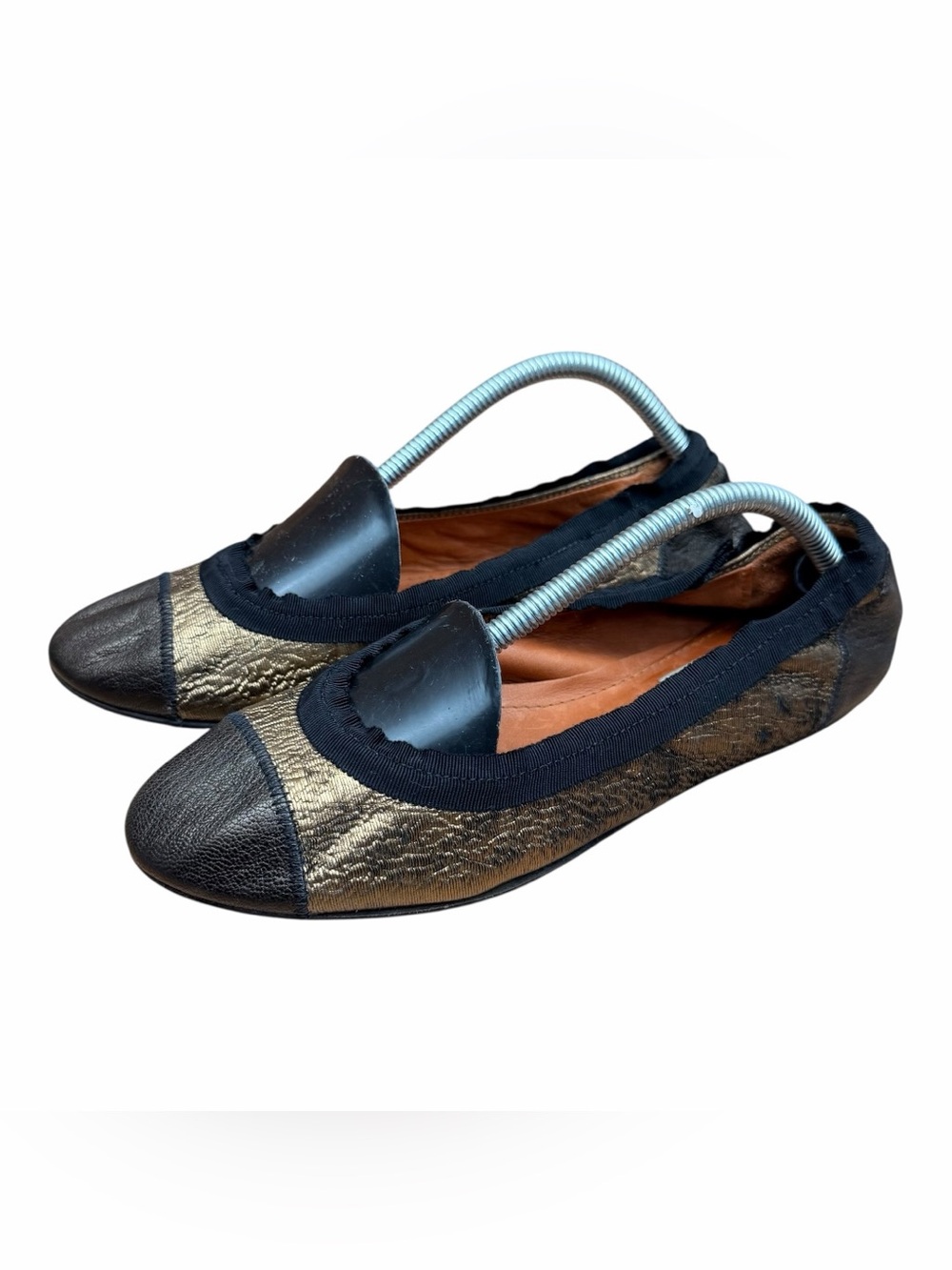 Lanvin Gold and Black Women's 6.5-7 (37 EU) Ballet Flats Slip-On Comfort